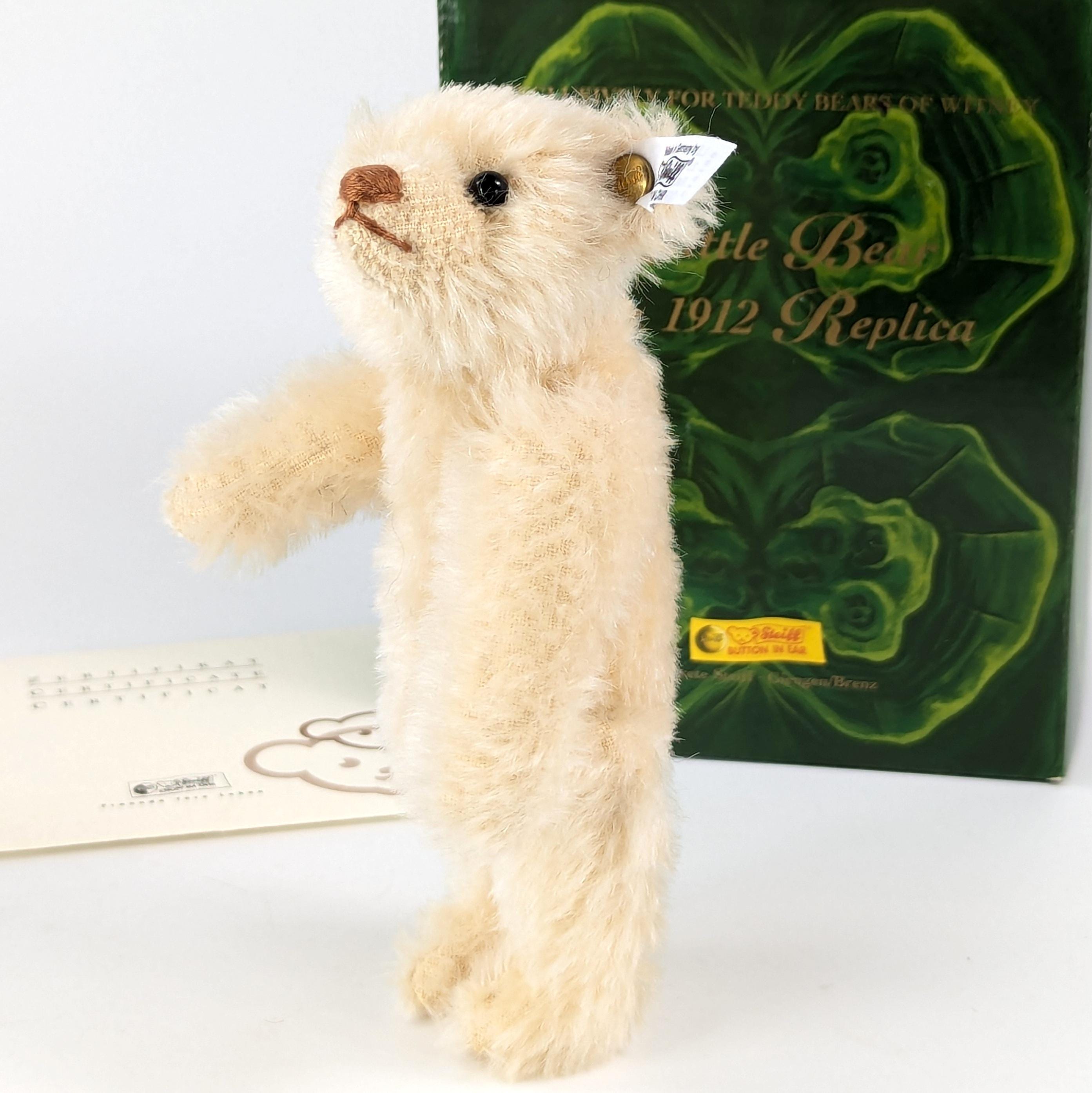 Steiff Rattle Bear 1912 White 5 Inches Vintage Replica 2005