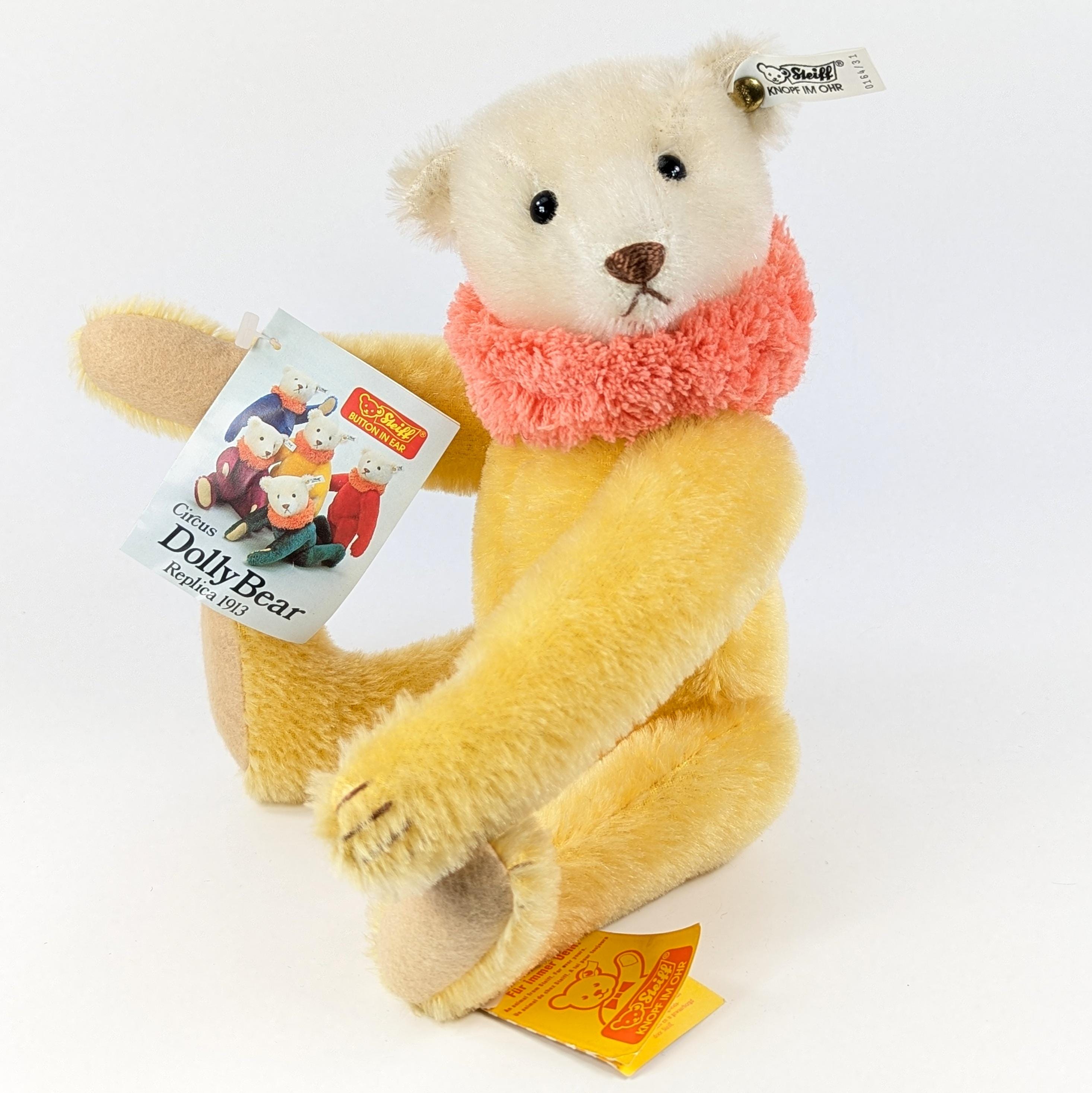 ぬいぐるみ Steiff DollyBear Replica 1913 Steiff Teddy Bear Circus Dolly Yellow All Ids 1913 Replica Vintage
