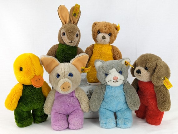 Steiff Rabbit Bunny Toldi With Ids and Squeaker 1980s Steiff Rabbit Bunny Toldi With Ids and Squeaker 1980s