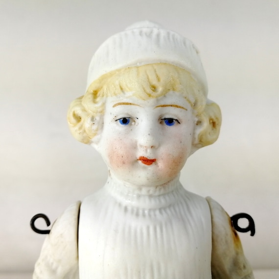 Antique All Bisque Doll Boy 6 Inches Tall Made by Hertwig Around