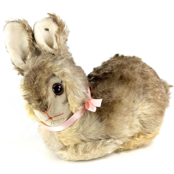 Steiff Bunny Rabbit Pummy Sitting With Button Large 10 Inches