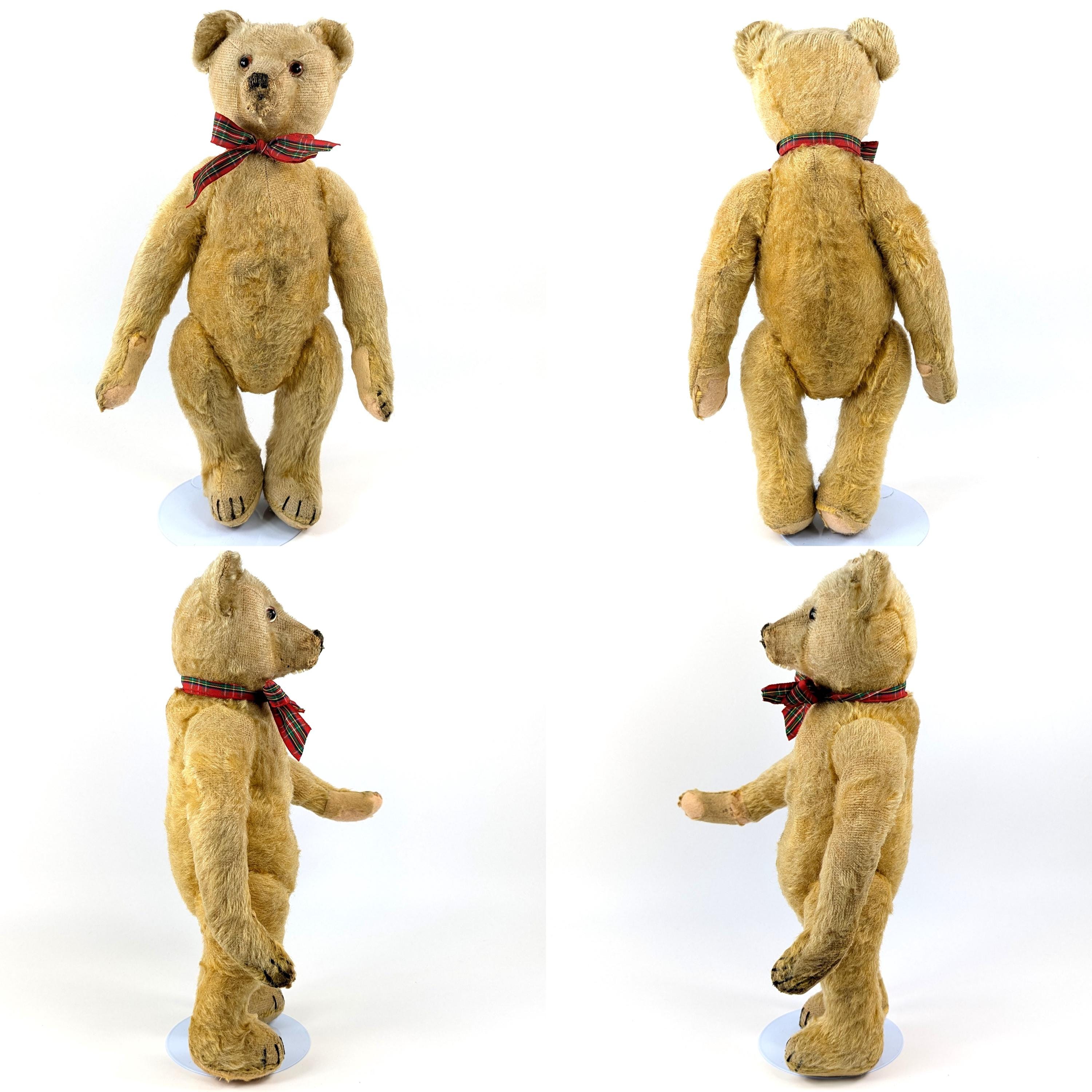 1920年代にビング社が製作したアンティークテディベア。黄金色のモヘア