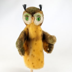 Marionnette à main hibou Steiff avec carte d'identité vintage 1978 dernière édition