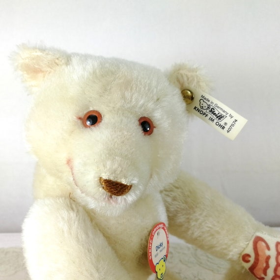 Steiff Dicky Teddy Bear Vintage Replica 1930 All Ids Mint White