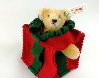Steiff Vintage Christmas Ornament Teddy Bear All Wrapped up With
