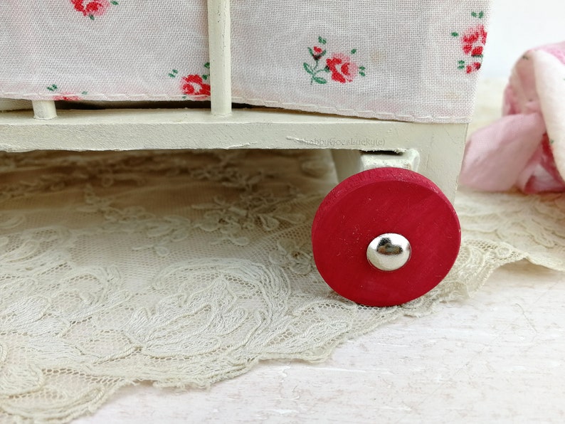 Vintage Doll Bed With Canopy on Wheels Flowery Original Etsy