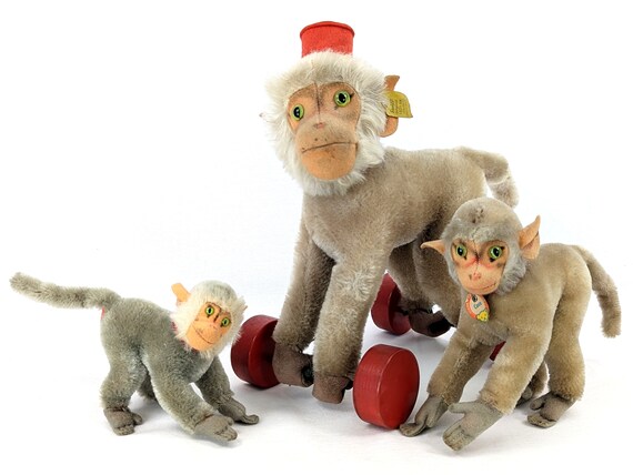 Steiff Monkey Baboon Coco on Wheels With Ids First Ever Edition