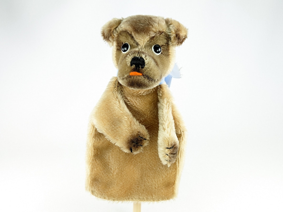 Steiff Hand Puppet Dog Pug Named Mopsy Vintage 1965 to 1978