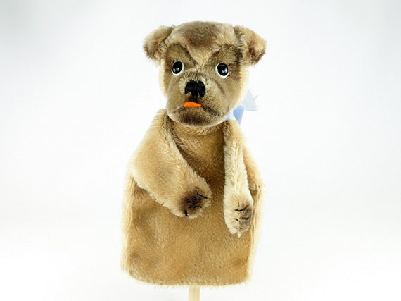 Steiff Hand Puppet Dog Pug Named Mopsy Vintage 1965 to 1978