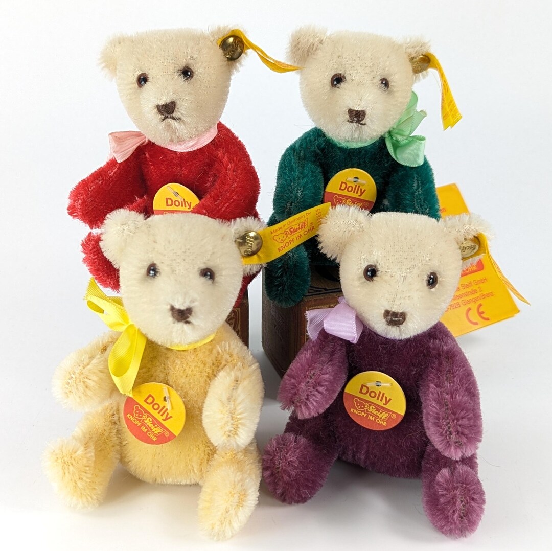 Steiff Dolly Teddy Bears Colourfull Full Set of Four All Ids