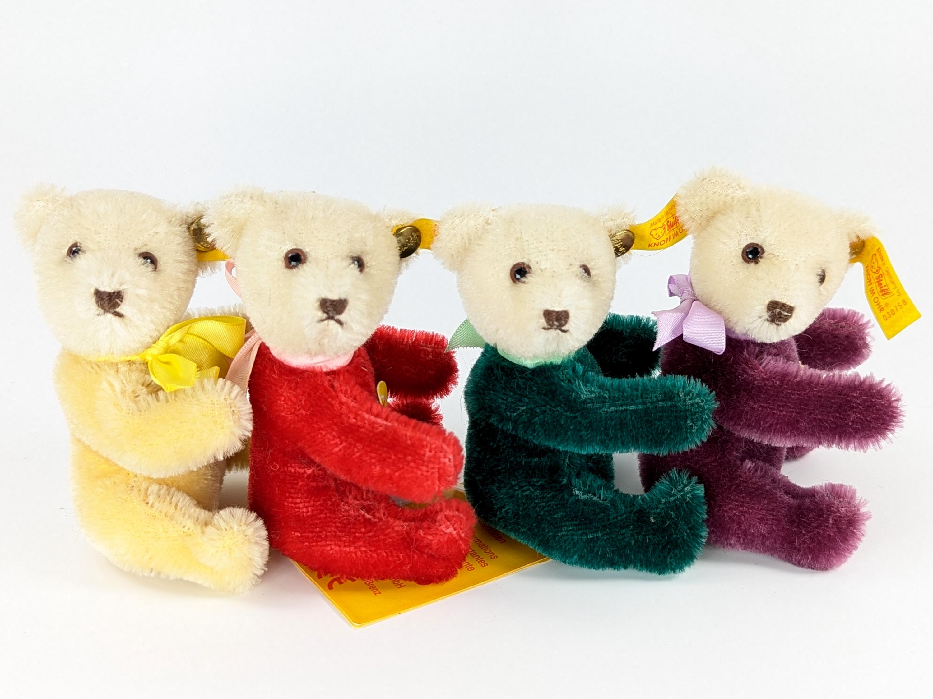 Steiff Dolly Teddy Bears Colourfull Full Set of Four All Ids