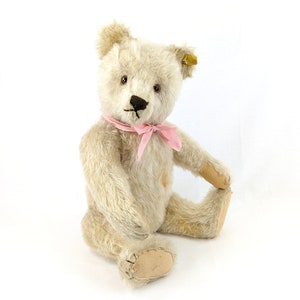 Weißer Steiff Teddybär mit IDs 17 Zoll Jahrgang 1950 bis 1951