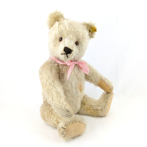 Steiff テディベア　白色　シュタイフ シュタイフの白いテディベア、ID付き、17インチ、1950年から1951