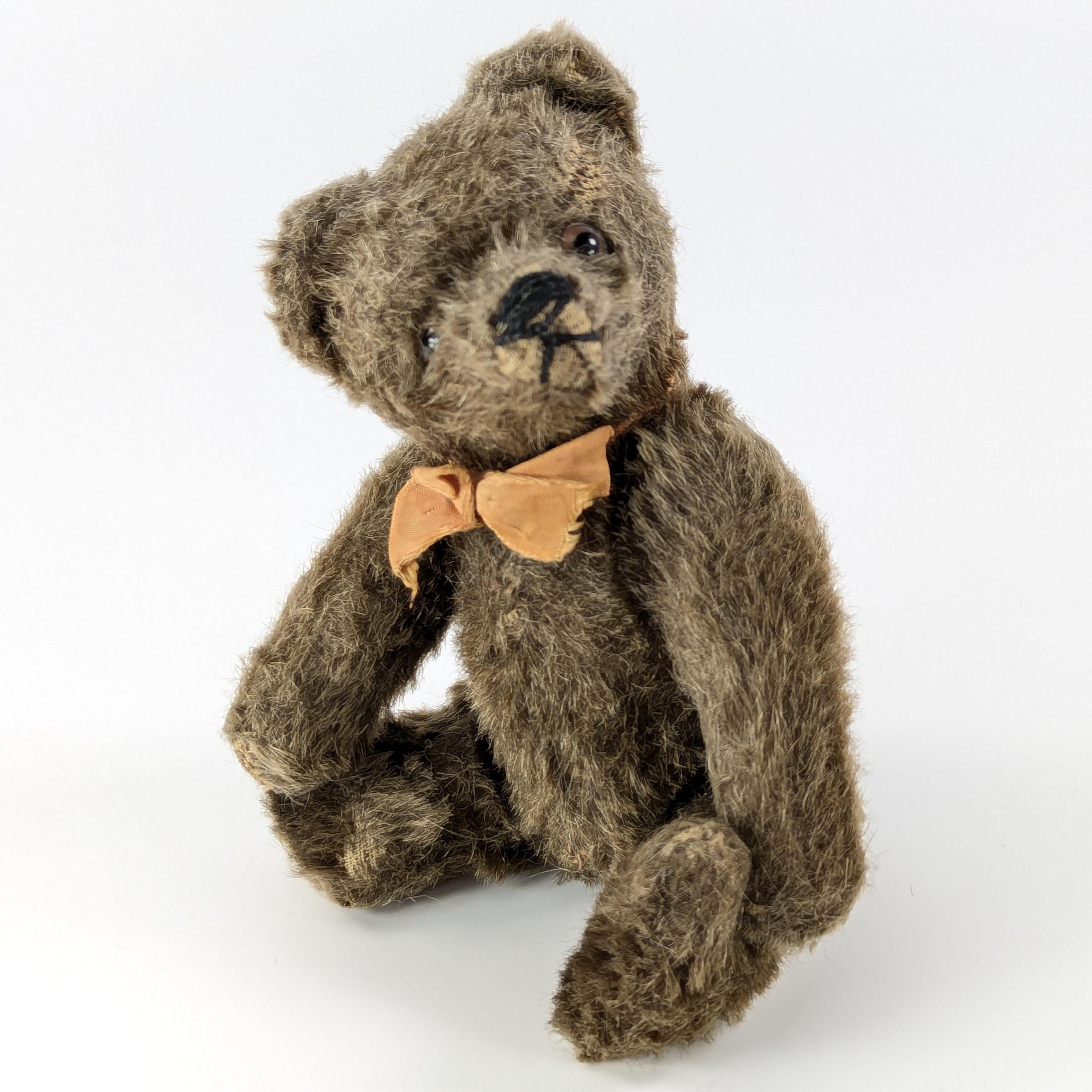 Vintage Steiff Teddy Bear Small 6 Inches Brown Mohair Jointed 1950