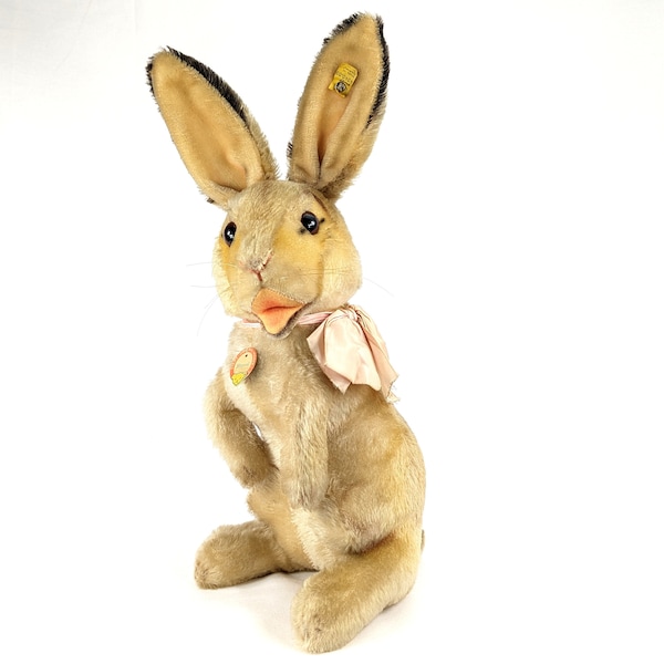 Steiff Rabbit Bunny Manni all IDs begging large 18 inches 1961 to 1964 vintage