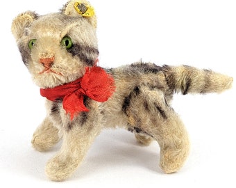 Steiff Cat Kitty With ID Fully Jointed Tabby Smallest 4 Inches
