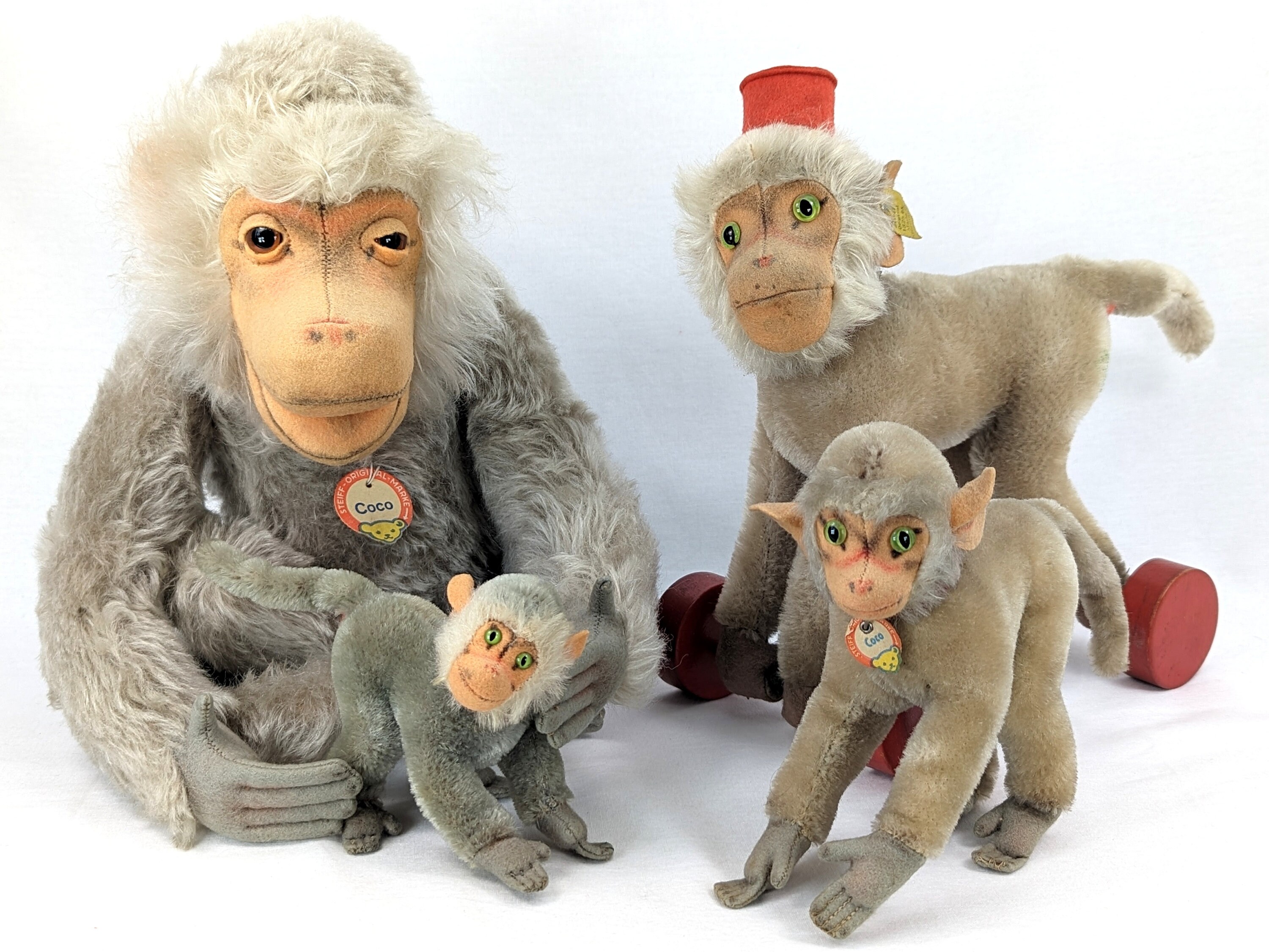 Steiff Monkey Baboon Coco on Wheels With Ids First Ever Edition
