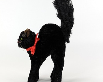 Steiff Black Tom Cat With Ear Button Midi Size 5 Inches Vintage