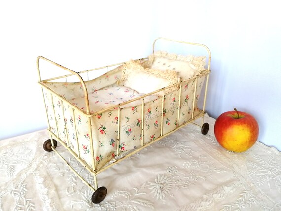 vintage metal doll crib