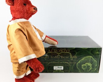 Steiff Alfonzo Teddy Bear 1908 Mint in Box 14 Inches Red