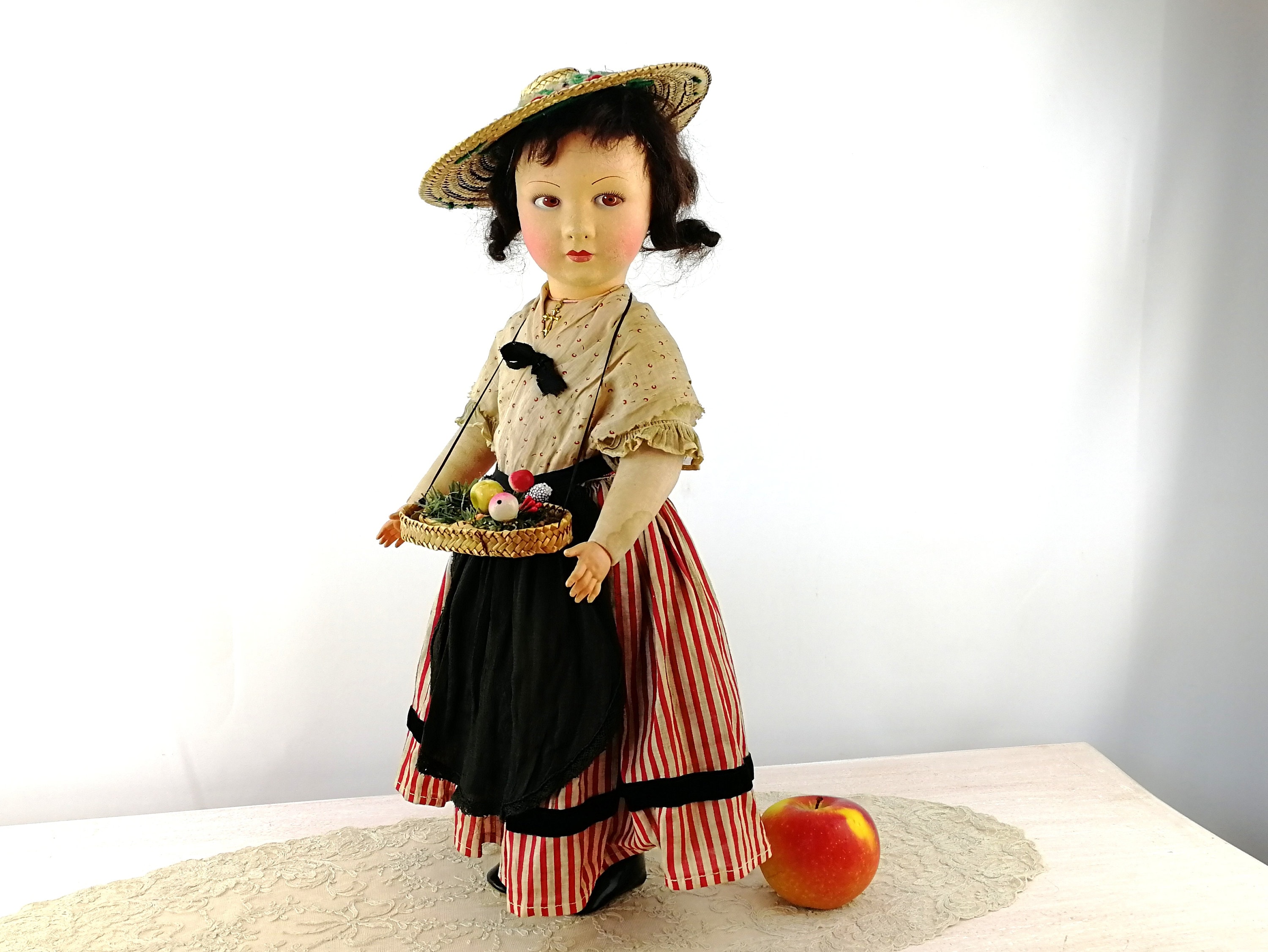 French Raynal Doll All Original Clothes Late 1920s Felt Head