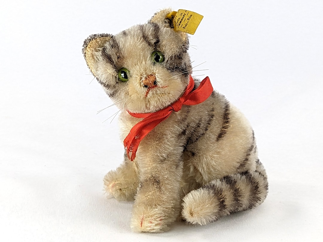 オールドシュタイフ　猫　ぬいぐるみ　西ドイツ製　Steiff　ビンテージ Steiff ☆シュタイフ社ぬいぐるみ 可愛いチビ猫！1960年代
