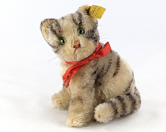 オールドシュタイフ　steiff　猫　グレー　ハチワレ　オールID　ヴィンテージ オールドシュタイフ steiff 猫 グレー ハチワレ オールID
