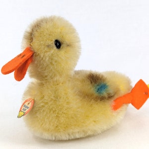 Steiff Play Duck Yellow toutes les petites cartes d'identité de 5 pouces vintage 1968 produit