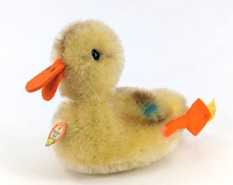 Steiff Play Duck Yellow all IDs small 5 inches vintage 1968 produced