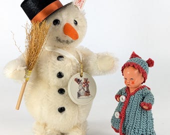 Steiff Snowman With All Ids Porcelain Badge Produced 1999 Only for