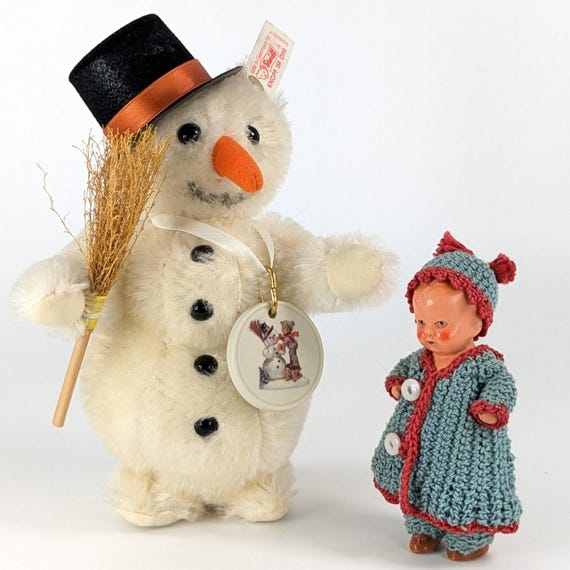 Steiff Snowman With All Ids Porcelain Badge Produced 1999 Only for