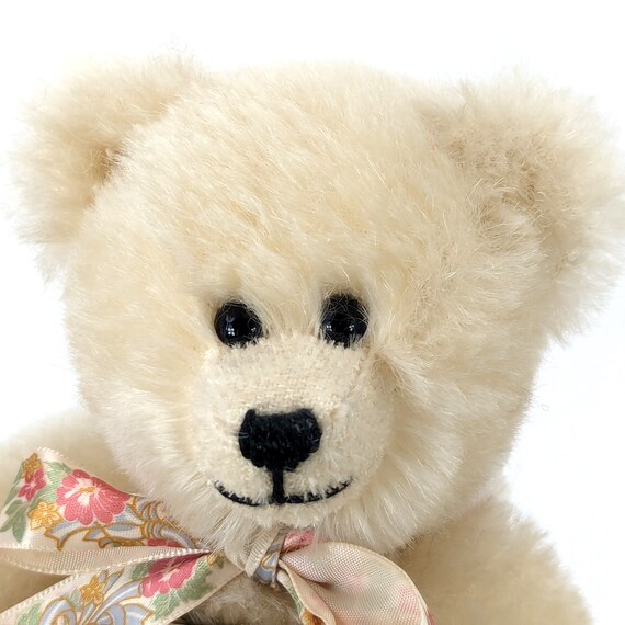 Hermann Teddy Bear White Mohair 8 Inches All Ids Vintage 1980s