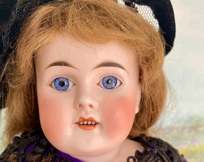 Antique Doll. German Bisque 22 In. Amazing Spiral Blue Glass Etsy