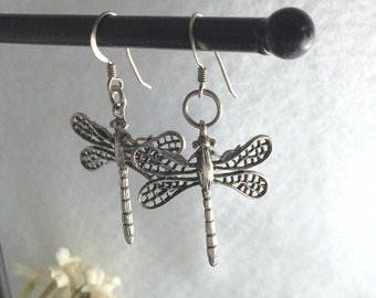 Sterling Dragonflies Pierced Earrings