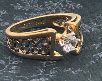 14KT GE Gold Solitaire Ring Sz 6.5