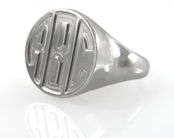 Monogram ring. Sterling silver ring. Silver monogram ring.  Signet silver ring. Personalized signet ring. Monogram men ring.