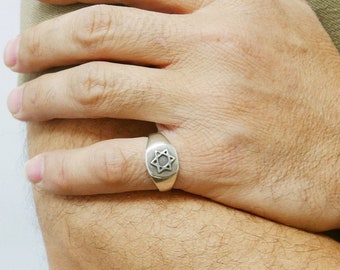 Pinky David star ring .men jewish ring. Silver kabala ring. star of david pinky ring .magen david ring. pinky silver men Signet ring