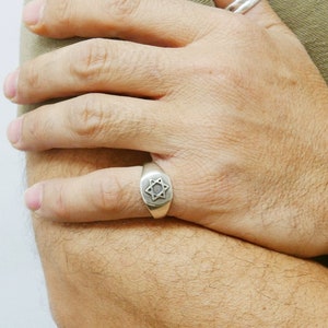 Pinky David star ring .men jewish ring. Silver kabala ring. star of david pinky ring .magen david ring. pinky silver men Signet ring