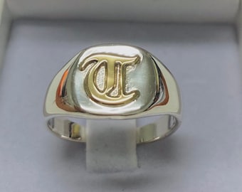 Monogram ring .men initial ring. Silver monogram ring. personalized ring .Guti initial ring. old English ring .Engraved ring. Signet ring