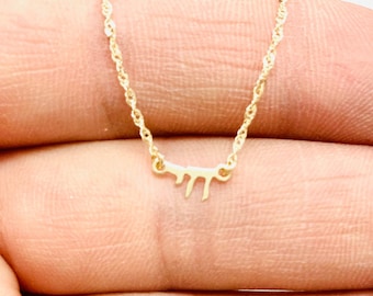 14k solid gold tiny Chai Necklace .Chai pendant. Bat Mitzvah Gift .Jewish Jewelry .Tiny Chai Charm Necklace .Hebrew chai Necklace. hai