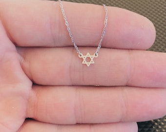 Supper Tiny 14k solid gold star of david necklace. Judaica Jewelry. david star necklace. magen david necklace. kabala necklace.