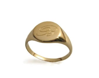 14k solid gold Gold monogram ring. Personalized ring, Unisex ring, gift for him,personalized jewelry, Men ring, gold initial ring, name ring