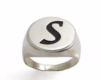 Men monogram ring.college ring.initial ring.silver monogram ring.men initial band.mens initial ring.silver ring