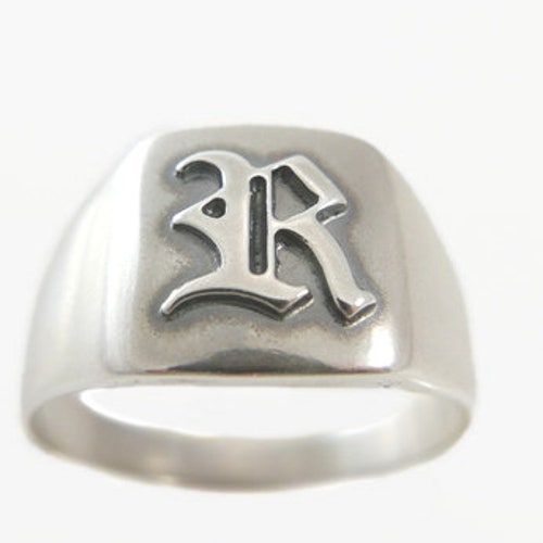 Monogram Ring .men Initial Ring. Silver Monogram Ring. Etsy