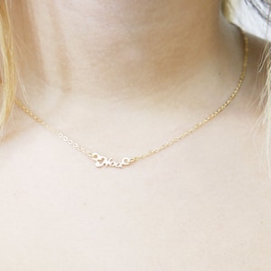 Super small name necklace. tiny gold name necklace. Gold personalized name necklaces. Gold name necklace. Personalized jewelry. Gifts