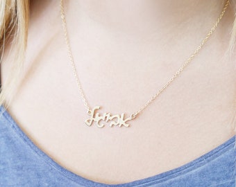 Hebrew name necklace.  gold name necklace. Gold personalized name necklaces. Gold name necklace. Personalized jewelry. Gifts