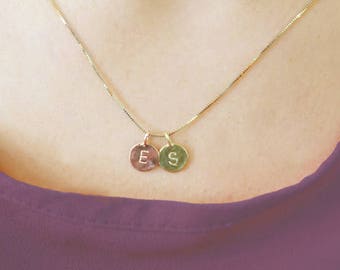 14k gold initials. double Initials pendant. 2 Letter charm necklace. 2 initial pendant. Gold necklace. personalized necklace.Gift ideas