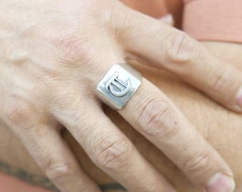 Massive Monogram ring .men initial ring. monogram ring. personalized ring .Guti initial ring. old English ring .Engraved ring. Signet ring