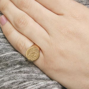 Pinky ring, Personalized ring, women monogram ring, gift for him, Unisex ring, gift for her ,personalized jewelry, gold initial ring, image 1
