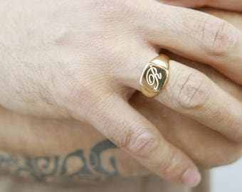 Monogram ring. Unisex ring. Monogram ring. Initial ring. Pinky ring. Gift for her .signet ring. Personalized ring. Personalized gift. gold